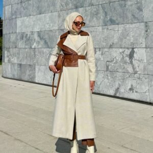 معطف  لونين بيج و بني